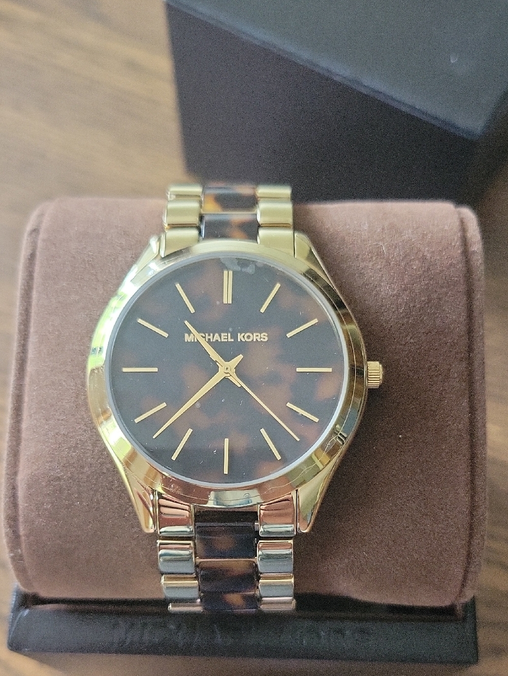 Michael Kors Gold and Tortoiseshell Link Bracelet Watch